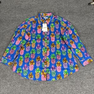 Foxcroft Zoey Pineapple Long Sleeve Shirt NWT Size 18